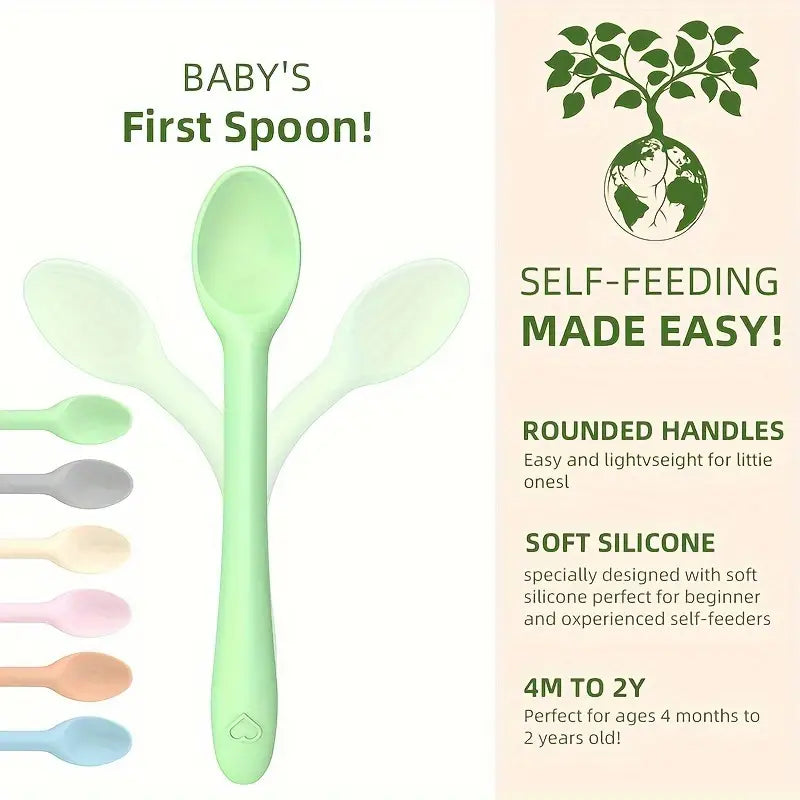 Silicone Flexible Baby Spoons, 6-Piece Set