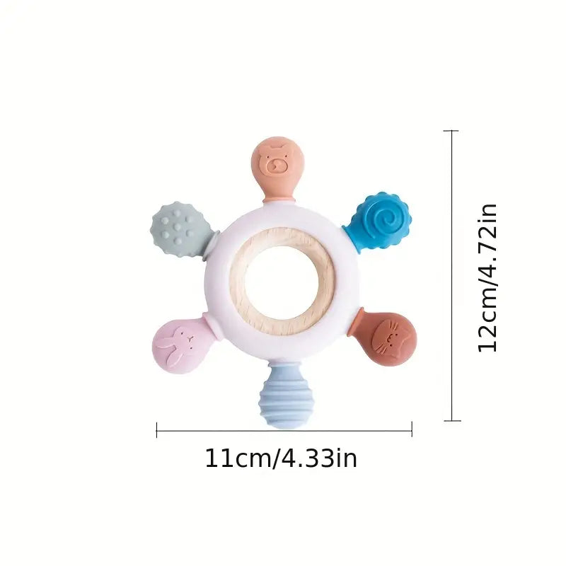 Silicone Wooden Rudder Teether Ring