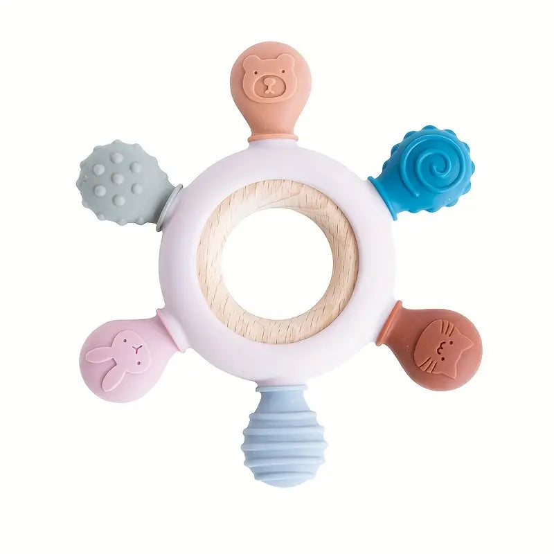 Silicone Wooden Rudder Teether Ring