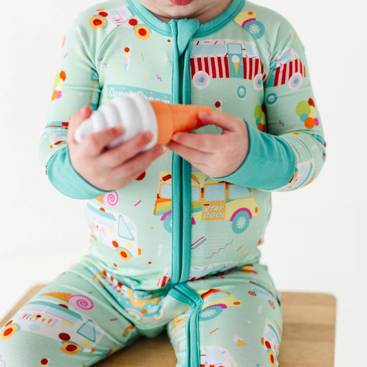 Sundae Funday Zip Romper w/Convertible Footies