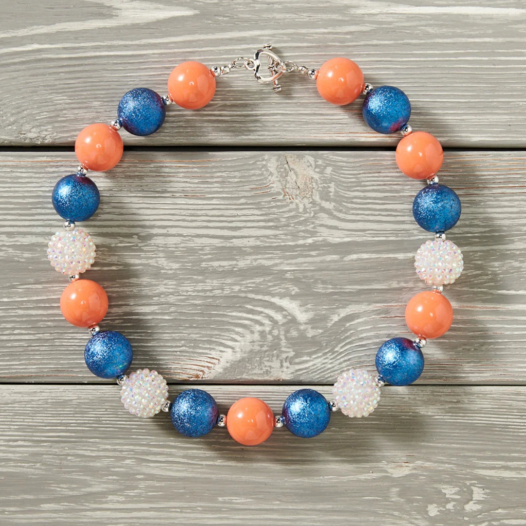 Bubble Gum Necklace - Teal & Orange Medley