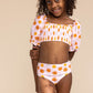 Orange Floral Print Smocked 2Pc Girl Swimsuit