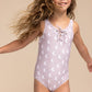 Moon Print Tie One Piece Girl Swimsuit