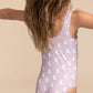 Moon Print Tie One Piece Girl Swimsuit