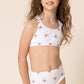 White Floral Print 2Pc Girl Swimsuit