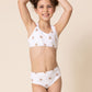 White Floral Print 2Pc Girl Swimsuit