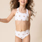 White Floral Print 2Pc Girl Swimsuit