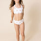 White Floral Print 2Pc Girl Swimsuit