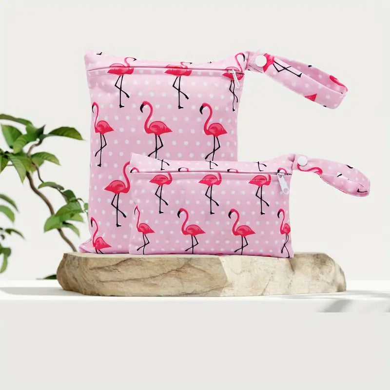 Waterproof Bags-Flamingo Fun, 2-Pc Set